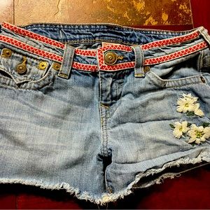 True Religion Girls embroidered jean shorts